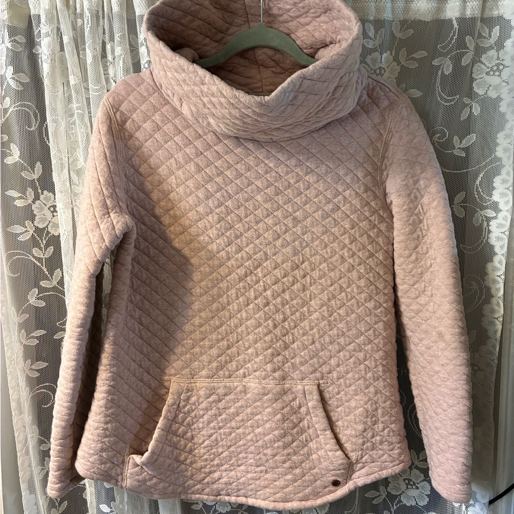 Orvis Cozy Pink Quilted Women's Sweater size small comfy neck